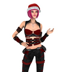 サンタクロース帽子の女性