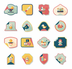 baby sticker banner design flat background set, eps10