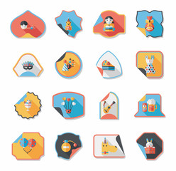 Birthday sticker flat banner background set, eps10