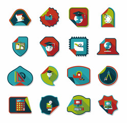 school sticker flat banner background set, eps10