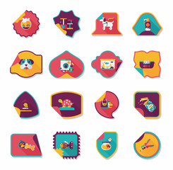 Pet sticker flat banner design background set, eps10