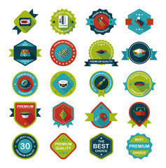 Kitchenware badge flat banner design background set, eps10