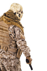 Unrecognizable criminal with handgun