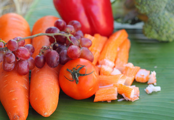 crab sticks with fruits and vegetables