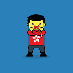 Man wear Hong kong flag t-shirt in Hong Kong protest concept.