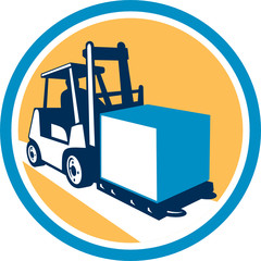 Forklift Truck Box Circle Retro