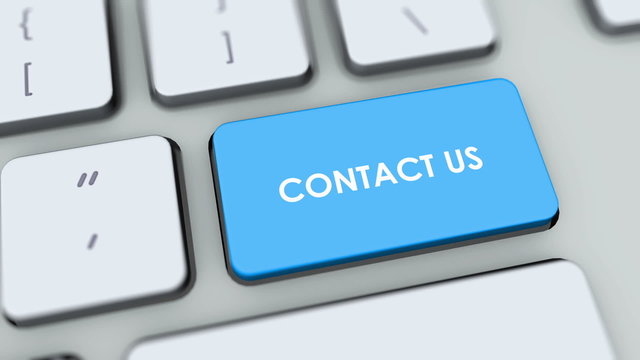 Contact us button on computer keyboard. Key is pressed