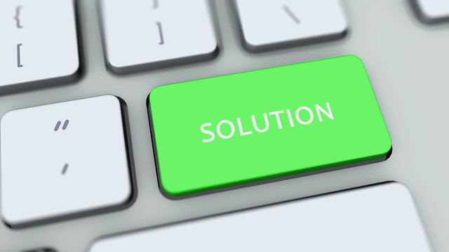 Solution button on computer keyboard. Key is pressed