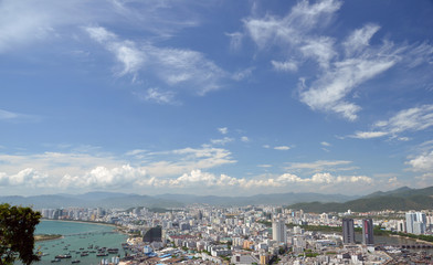 China Hainan island, city of Sanya aerial view