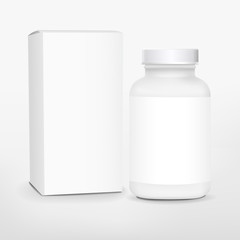 blank medicine bottle and package