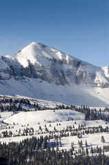 snow mountain peak with sunlight, colorado 