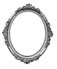 vintage silver oval frame - 73395049
