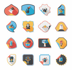 Halloween sticker banner flat background set, eps10