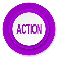action icon, violet button