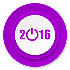 new year 2016 icon, violet button, new years symbol