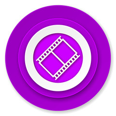 film icon, violet button, movie sign, cinema symbol