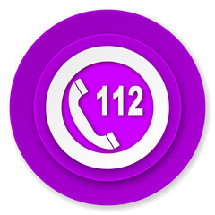 emergency call icon, violet button, 112 call sign