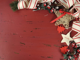 Red vintage Christmas holiday backgrounds and ornaments