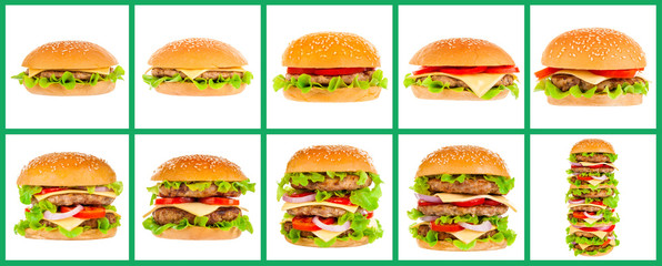 Big hamburger on white background