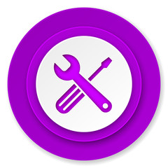 Fototapeta premium tools icon, violet button, service sign