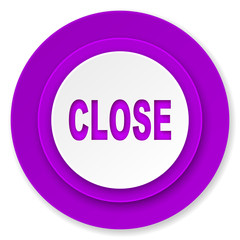 close icon, violet button