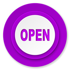 open icon, violet button