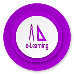 learning icon, violet button