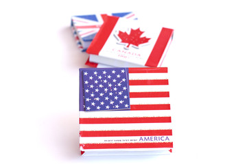 USA,British,Canadian flag on the notebook  - Stock Image