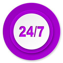 24/7 icon, violet button