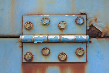 Blue Door Hinge - Stock Image