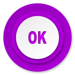ok icon, violet button