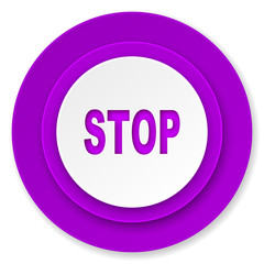 stop icon, violet button