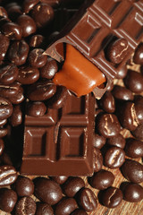 Coffee beans with chocolate glaze and dark chocolate