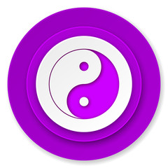 ying yang icon, violet button