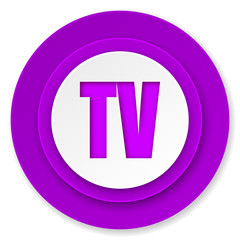 tv icon, violet button, television sign
