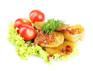 Homemade fried potato isolated on white