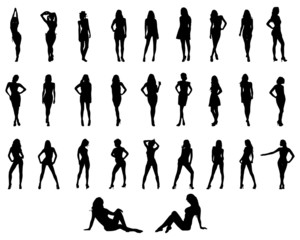 Silhouettes of beautiful girls, vector