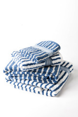 Blue and white stripped towels
