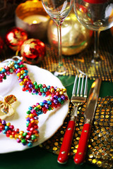 Serving Christmas table close-up