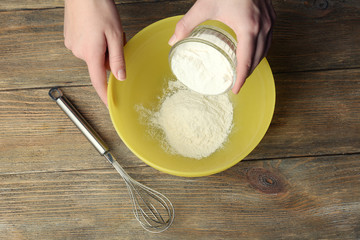 Preparing dough, mixing ingredients