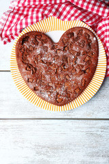 Homemade chocolate pie on table
