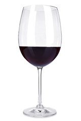 Red wine glass of wine isolated on white