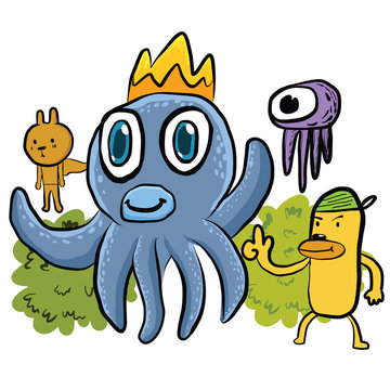 illustration of an octopus and Doodles
