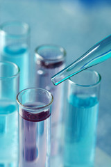 Test-tubes with liquid