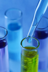 Test-tubes with liquid