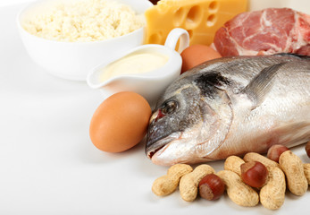 Food high in protein close-up