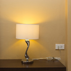 electricity lamp on wood table bedside