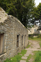 Fototapeta na wymiar Ruined cottages in deserted Dorset village of Tyneham