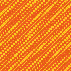 Diagonal halftone of yellow dots on a orange background