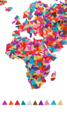African,Europe made of confetti / with clipping path